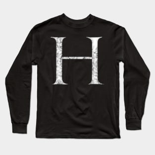 H in Roman White Marble Latin Alphabet Letter Sticker Long Sleeve T-Shirt